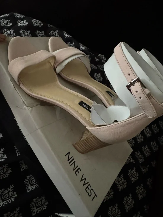 Nine West Blush Pink Block Heel Sandals with Ankle Strap - Picture 5 of 5